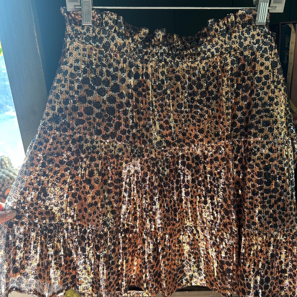 Sequin Anthropologie mini skirt